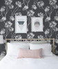 NextWall One O'Clocks Botanical Peel and Stick Wallpaper (Charcoal) New