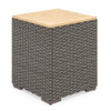 Homestyles Boca Raton Outdoor Acacia Wood Wicker Rattan End Table - Grey New