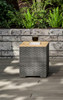 Homestyles Boca Raton Outdoor Acacia Wood Wicker Rattan End Table - Grey New