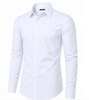 JAMES TAILOR MEN' SLIM FIT LONG SLEEVE STRETCH DRESS SHIRT - SIZE: MEN L - WHITE New
