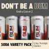 BUM Sugar-Free Energy Drink, Soda Variety Pack - Lightly Carbonated 12 pack New