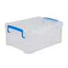 Advantus Super Stacker Snap Lid Storage Box, Clear/Blue (39811) New