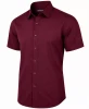 JAMES TAILOR SHORT SLEEVE DRESS SHIRT - SIZE: MEN M - BURGUNDY