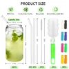 Drinking Glasses Glass Straw 8Pcs Set 16oz Clear Can Shaped Glass - Clear New