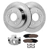 Detroit Axle Rear Drilled Rotors Brake Pads Left Brake Caliper B09XGR429H New