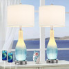 BESLOWE 26’’ TALL GLASS TABLE LAMPS SET OF 2 - WHITE&LIGHT BLUE