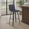ARMEN LIVING VIENNA MODERN SWIVEL 30" BAR HEIGHT BARSTOOL BLACK FAUX LEATHER