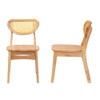 Baxton Studio Nenet Oak Brown Finished Wood and Rattan 2-Piece Dining Chair Set New