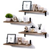 POTRAS Floating Shelves for Bedroom Rustic Wood Wall 4 Pack B09T2DFGKQ - Brown New