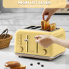 BUYDEEM DT640 4-Slice Toaster, 7 Shade Settings, 1.5" Wide Slots - Yellow New