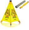 Alpine Caution Wet Floor Sign, Wall Mounted Foldable Bilingual Yellow 20" New