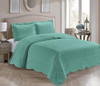 Home Collection 3 Piece Over Size Coverlet Bedspread New Aqua Blue Full/Queen New