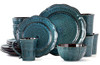 Elama Lavish Blue 16 Piece Round Stoneware Dinnerware Set - Blue New
