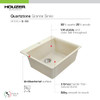 Houzer 24" Granite Composite Drop-in Topmount Single Bowl Kitchen Sink New