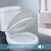 WSSROGY Elongated Toilet Seat, Slow Close Toilet Seat with Cover, Easy Install New