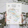 WINE MAP OF ITALY - Premium Gift for Wine Lovers, 20’’x28’’, B09NBZJ1DV - NEW New