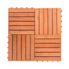 Outdoor Patio 6-Slat Eucalyptus Interlocking Deck Tile New