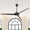 VACZON 70" INDUSTRIAL BLACK 3 WOOD BLADES DIMMABLE LED LARGE CEILING FAN - BLACK