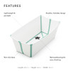 Stokke Flexi Bath Portable Baby Bathtub Heat-Sensitive Plug White Aqua New