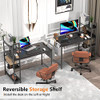 Finnhomy 47" Computer Desk with Power Outlets Storage Shelves B0BKKYMGH1 - Black New