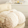 Lu home Oversized Hand Knit Blanket (70x50 inches) - Cream New