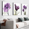 Canvas Framed Wall Art 16 "X 24" Modern Abstract Simple Flowers 3 Pieces New