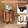 COSTWAY Round End Table Rustic Glass Top Nightstand Solid Acacia Wood Frame New