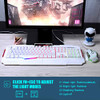 PC Gaming Keyboard Mouse LED Rainbow Backlit USB Gaming Keyboard Rest - White