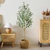 DR.PLANZEN ARTIFICIAL OLIVE TREE 5 FT TALL FAUX FLOOR PLANT IN BLACK POT - OLIVE