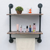 Ucared Vintage Industrial Pipe Wall Mounted 2-Tier 24" Rustic B07S3XK3Z2 - Black New