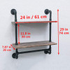 Ucared Vintage Industrial Pipe Wall Mounted 2-Tier 24" Rustic B07S3XK3Z2 - Black New