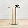 mDesign Round 16" Glass Top Side/End Drink Table Milan Collection - Clear/Brass New