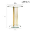 mDesign Round 16" Glass Top Side/End Drink Table Milan Collection - Clear/Brass New