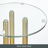 mDesign Round 16" Glass Top Side/End Drink Table Milan Collection - Clear/Brass New