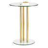 mDesign Round 16" Glass Top Side/End Drink Table Milan Collection - Clear/Brass New