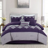 MERRY HOME Bed in A Bag King Size Comforter Set(400GSM) 7PC-4 Season,Purple&Gray New