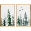 SIGNWIN Framed Wall Art Print Set Watercolor Green Gray Forest 2 Panel 16"x24" New