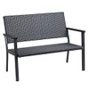 C-Hopetree Outdoor Loveseat Bench Chair Outside Patio Porch Metal Frame - Black New