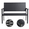 C-Hopetree Outdoor Loveseat Bench Chair Outside Patio Porch Metal Frame - Black New