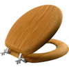 Mayfair Natural Oak Veneer Toilet Seat with Chrome Hinges, Round, Wood New