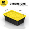 8 PACK of 12 Gallon Medium Black & Yellow Storage Bins | Plastic Tote Organizing New