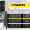 8 PACK of 12 Gallon Medium Black & Yellow Storage Bins | Plastic Tote Organizing New