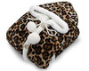 MARQUESS HOODED THROW WRAP ULTRA SOFT LINED SNUGGLE ROBE - BLACK/LEOPARD