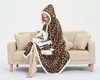 MARQUESS HOODED THROW WRAP ULTRA SOFT LINED SNUGGLE ROBE - BLACK/LEOPARD