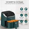 Sakuchi Air Fryer 5.8 Quart with 10 Preset Programs LED Touch Screen - Green New