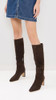 5900661 SAM EDELMAN WOMEN'S SYLVIA HEEL BOOTS, SIZE 9.5, CHOCOLATE BROWN SUEDE New