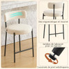 Ckaff Set of 2 Bar Stool Chair Padded Seat Backrest Bistro Stool - White New