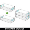 mDesign Plastic Stackable Home Office Storage Bin 2 Pack - Clear/Blue New