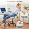 Armless Office Desk Chair Ergonomic 360° Swivel Rolling PU Leather Chair - White New