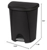 STERILITE 10949004 Step Can, Black, 6.6 Gallon New
